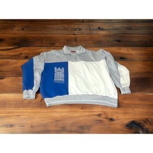 Vintage Nike 1/4 Zip Up Jacket Spell out Sweatshirt Blue/White Block Grey Tag